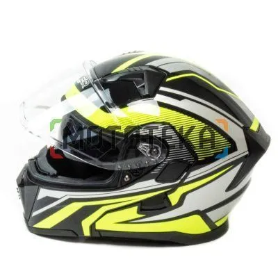 Шлем мото модуляр HIZER (Хайзер) J5906 (S) #1 black/neon yellow (2 визора)