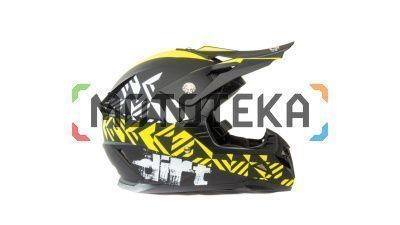 Шлем мото кроссовый HIZER (Хайзер) 211 (L) #2 black/green (подростковый)